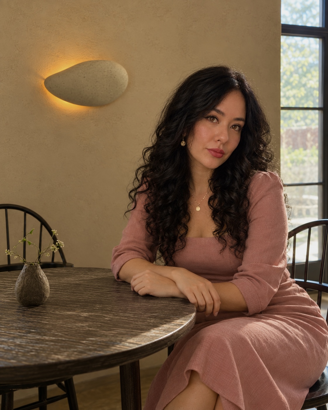 Jovana, Mexican chef and founder of Agave & Apron, seated warmly at a table